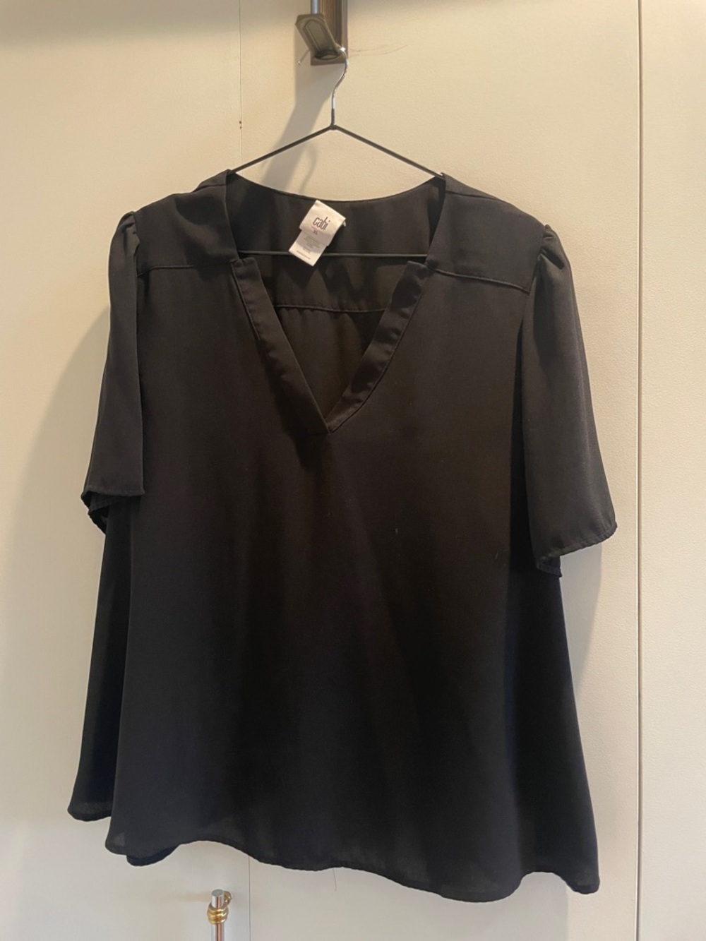 CAbi Black Relaxed Short Sleeve Blouse